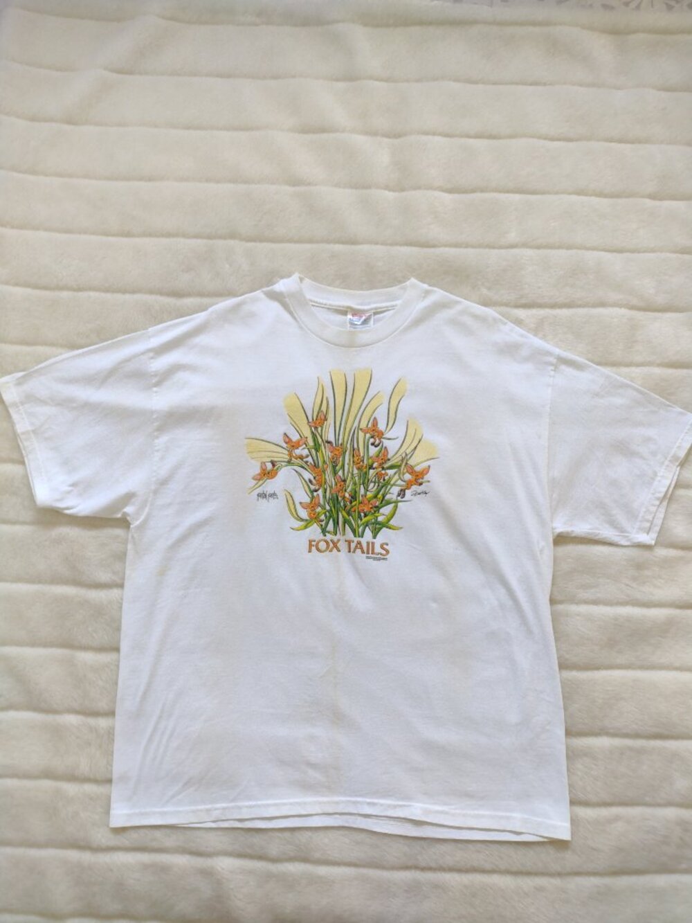 Vintage Petal Pets Fox Tails Men's T-Shirt 1999 White XL Hanes